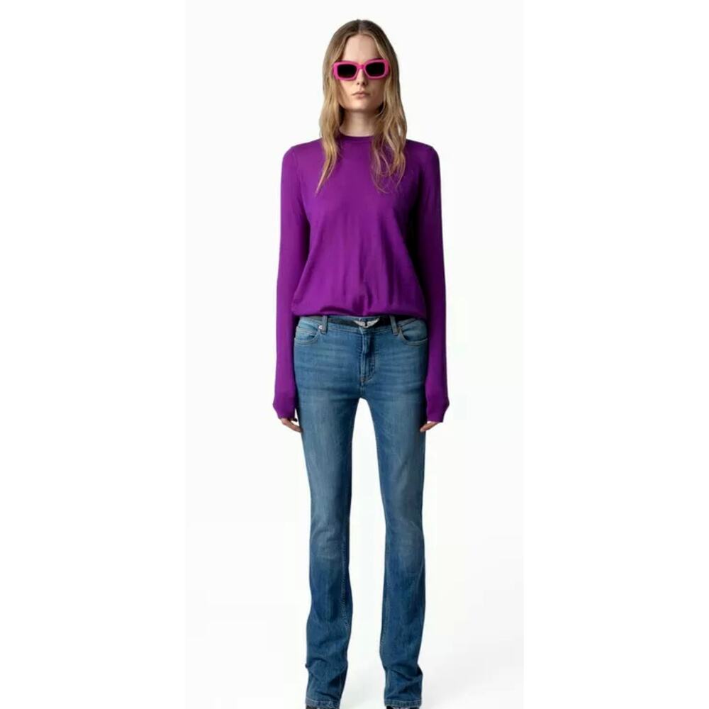Zadig & Voltaire Emma We Goa Purple Merino Wool Sweater L - Picture 4 of 16